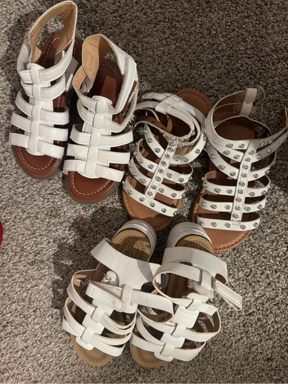 Kids White Gladiator Sandals with Stud Details - Brand